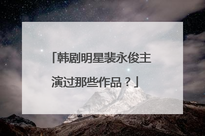 韩剧明星裴永俊主演过那些作品?