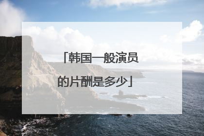 韩国一般演员的片酬是多少