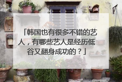 韩国也有很多不错的艺人,有哪些艺人是经历低谷又翻身成功的?