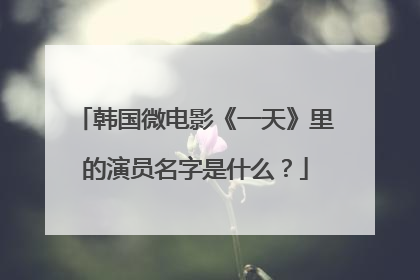 韩国微电影《一天》里的演员名字是什么?