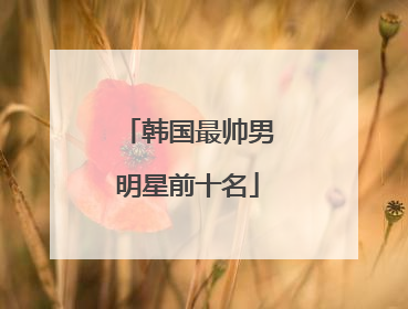 韩国最帅男明星前十名