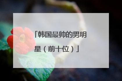 韩国最帅的男明星（前十位）