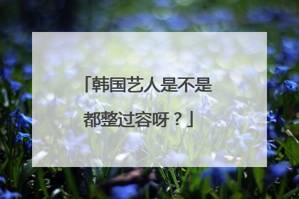 韩国艺人是不是都整过容呀?