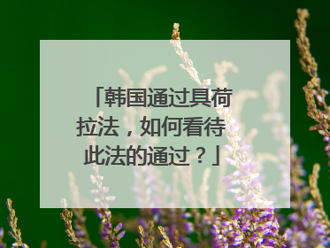 韩国通过具荷拉法，如何看待此法的通过？