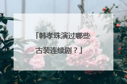 韩孝珠演过哪些古装连续剧?