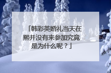 韩彩英婚礼当天在熙并没有来参加究竟是为什么呢？