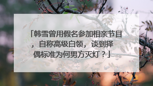 韩雪曾用假名参加相亲节目, 自称高级白领, 谈到择偶标准为何男方灭灯？