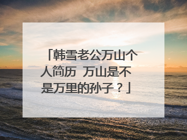 韩雪老公万山个人简历 万山是不是万里的孙子?