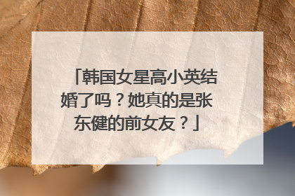 韩国女星高小英结婚了吗?她真的是张东健的前女友?