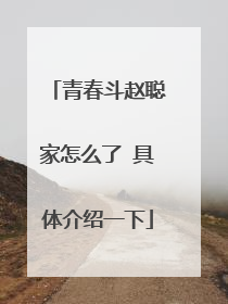 青春斗赵聪家怎么了 具体介绍一下