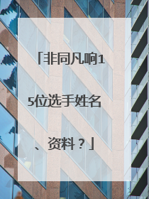 非同凡响15位选手姓名、资料?