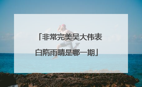 非常完美吴大伟表白隋雨晴是哪一期