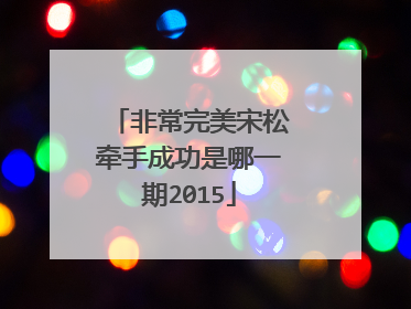 非常完美宋松牵手成功是哪一期2015