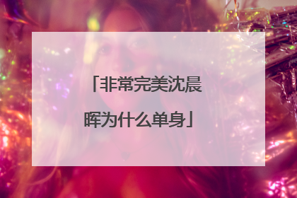 非常完美沈晨晖为什么单身