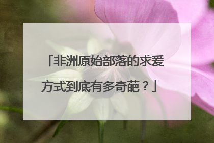非洲原始部落的求爱方式到底有多奇葩?