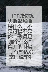 非诚勿扰失败退场曲是什么，不是可惜不是你，歌词是那个什么