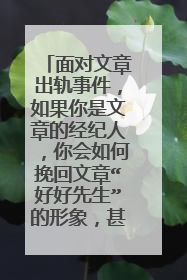 面对文章出轨事件,如果你是文章的经纪人,你会如何挽回文章“好好先生”的形象,甚至借机炒作? 求详答