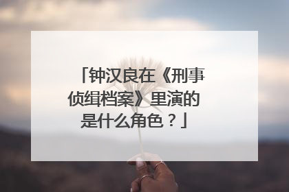 钟汉良在《刑事侦缉档案》里演的是什么角色？