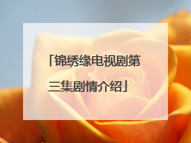 锦绣缘电视剧第三集剧情介绍