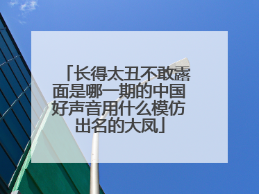 长得太丑不敢露面是哪一期的中国好声音用什么模仿出名的大凤
