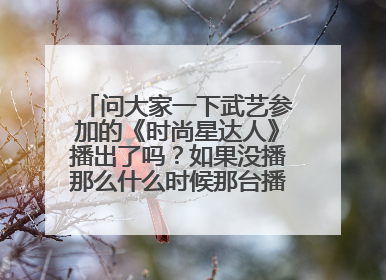 问大家一下武艺参加的《时尚星达人》播出了吗？如果没播那么什么时候那台播啊？亲们告诉我哦！大爱武艺