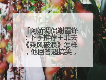 阿娇调侃谢霆锋：下季推荐王菲去《乘风破浪》怎样，他回答超搞笑，说的啥？