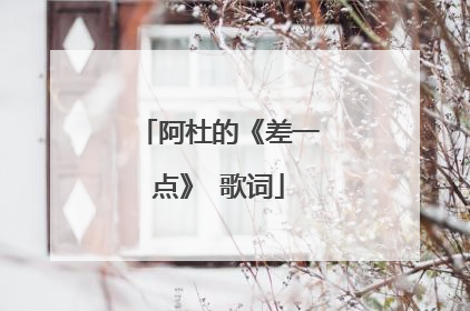 阿杜的《差一点》 歌词