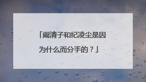 阚清子和纪凌尘是因为什么而分手的?