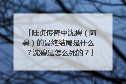 陆贞传奇中沈碧（阿碧）的最终结局是什么？沈碧是怎么死的？