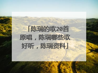 陈瑞的歌20首原唱，陈瑞哪些歌好听，陈瑞资料