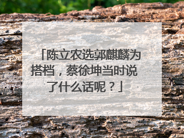 陈立农选郭麒麟为搭档，蔡徐坤当时说了什么话呢？