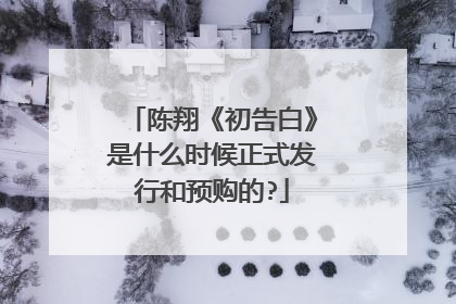 陈翔《初告白》是什么时候正式发行和预购的?