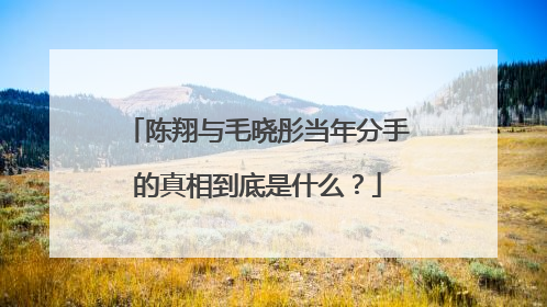 陈翔与毛晓彤当年分手的真相到底是什么?