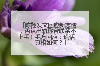 陈翔发文回应新恋情，否认出轨称曾联系不上毛！毛方回应：谎话，真相如何？
