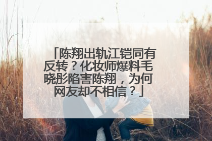 陈翔出轨江铠同有反转?化妆师爆料毛晓彤陷害陈翔,为何网友却不相信?