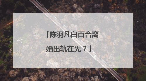 陈羽凡白百合离婚出轨在先？
