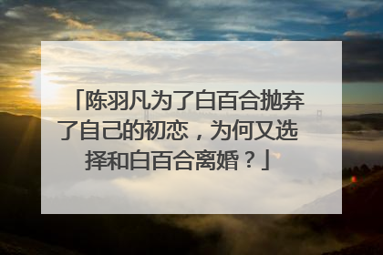 陈羽凡为了白百合抛弃了自己的初恋，为何又选择和白百合离婚？