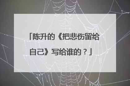 陈升的《把悲伤留给自己》写给谁的?