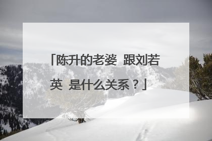陈升的老婆 跟刘若英 是什么关系？