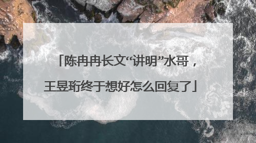 陈冉冉长文“讲明”水哥,王昱珩终于想好怎么回复了