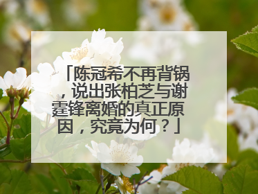 陈冠希不再背锅，说出张柏芝与谢霆锋离婚的真正原因，究竟为何？
