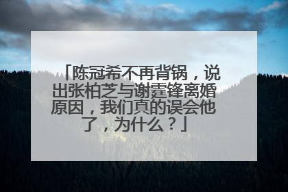 陈冠希不再背锅,说出张柏芝与谢霆锋离婚原因,我们真的误会他了,为什么?