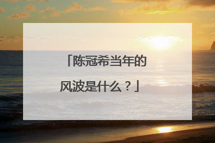 陈冠希当年的风波是什么?