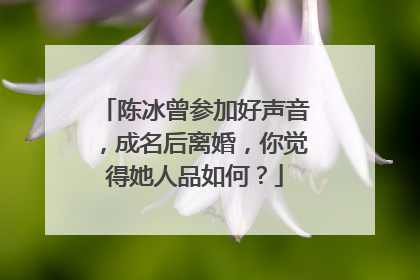陈冰曾参加好声音，成名后离婚，你觉得她人品如何？