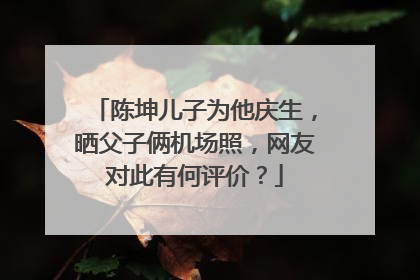 陈坤儿子为他庆生，晒父子俩机场照，网友对此有何评价？