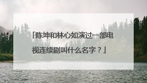 陈坤和林心如演过一部电视连续剧叫什么名字?