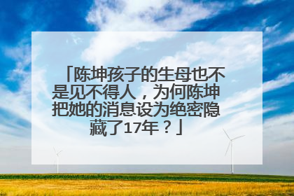 陈坤孩子的生母也不是见不得人，为何陈坤把她的消息设为绝密隐藏了17年？