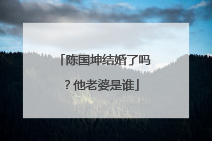 陈国坤结婚了吗？他老婆是谁