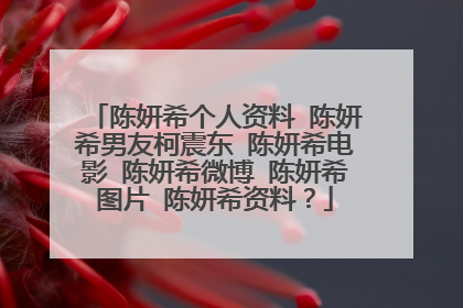 陈妍希个人资料 陈妍希男友柯震东 陈妍希电影 陈妍希微博 陈妍希图片 陈妍希资料？