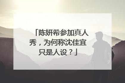 陈妍希参加真人秀，为何称沈佳宜只是人设？